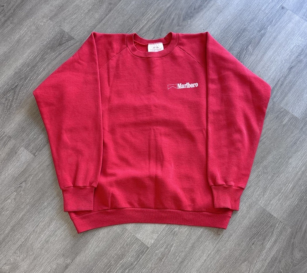 Vintage 80s 90s Marlboro Mini Logo Red Crewneck Sweatshirt Made In USA Men’s L