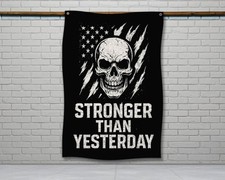 Motivational Skull Gym Flag - Inspiring Fitness Decor for Workouts