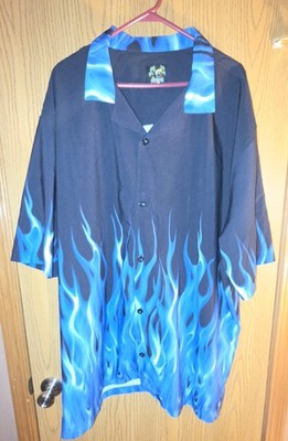 Benny's Men's Blue Flame Bowling Shirt 4XL