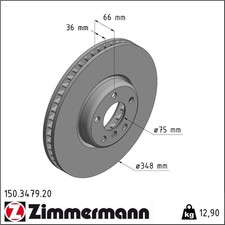 1x Zimmermann 150.3479.20 Bremsscheibe für BMW 5 6 7 F13 F12 F06 F01 F02 F03 F0