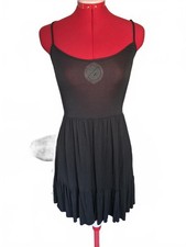 Black Sleeveless Mini Dress with Open Back and Ruffle Hem