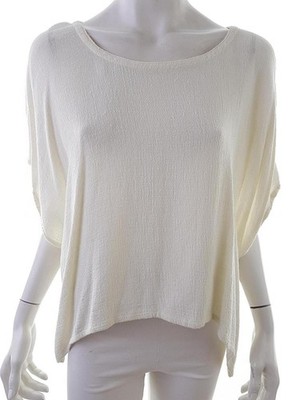 RALSTON Damen Bluse Gr. One size Creme Kurzer Ärmel Runder Ausschnitt