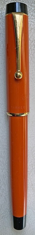 VINTAGE PARKER FELT TIP PEN w/GOLD TONE CLIP in BURNT ORANGE MADE IN USA!!