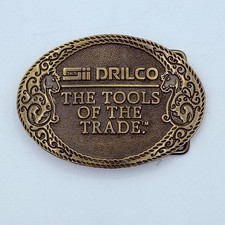 vintage 1970s belt buckle DRILCO oil field SMITH TOOLS BRASS