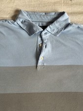 DANIEL CREMIEUX CLASSICS MENS POLO SHIRT STRIPED SKY BLUE  TAUPE SIZE XL
