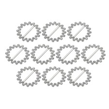 Rhinestone Ribbon Buckle Sliders, 10Pcs Crystal Belt Buckles, Silver Tone