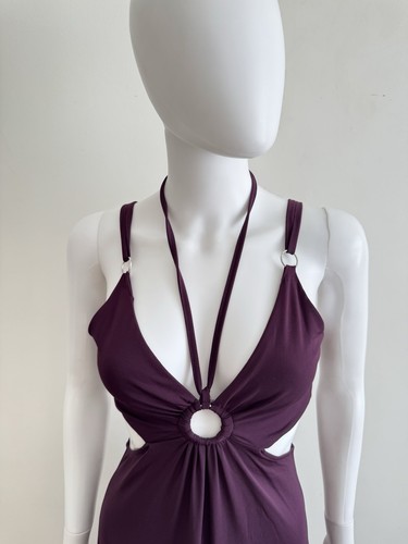£179 Auth Karen Millen Plum Purple Cut-Out Maxi Dress, Summer Beach Dress, UK 6 - Picture 13 of 19