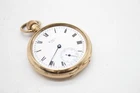 F American Waltham Traveler 10Ct Gold plated Open Face Pocket Watch Gold. Parts