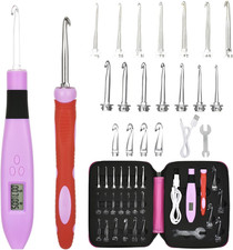 24 Size Counting Crochet Hooks with Light, Digital Counter Crochet Hooks Set wit