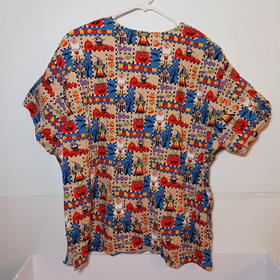 Blusa Médica Estampada Completa White Swan Hallowen para Mujer Talla XL Foto 3 de 4