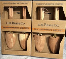2 Pairs G. H. Bass Shoe Trees Forms Wooden Cedar Adjustable Size Medium
