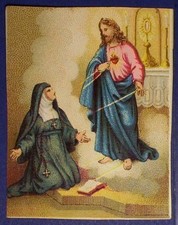 Sacro Cuore di Gesù - Santa Margherita Maria Alacoque – FIne 800 – Santino I182