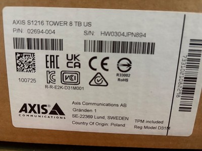 NEW AXIS Camera Station S1216 NVR 8TB 02694-004