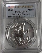 2026 PCGS SP70 First Strike  Mercury 1oz Silver Medal (Medal only)