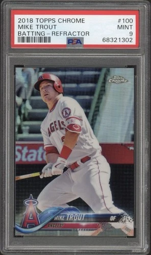 2018 Topps Chrome Mike Trout Refractor #100 PSA 9 Mint Los Angeles Angels