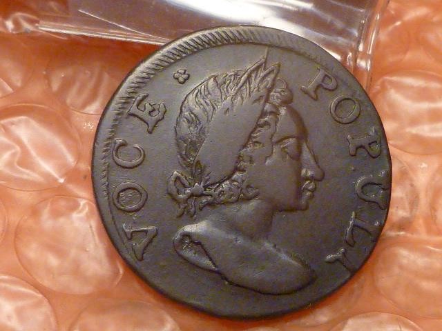 1760 1/2P Hibernia-Voce Populi Halfpenny No-P Higher Grade RARE #1