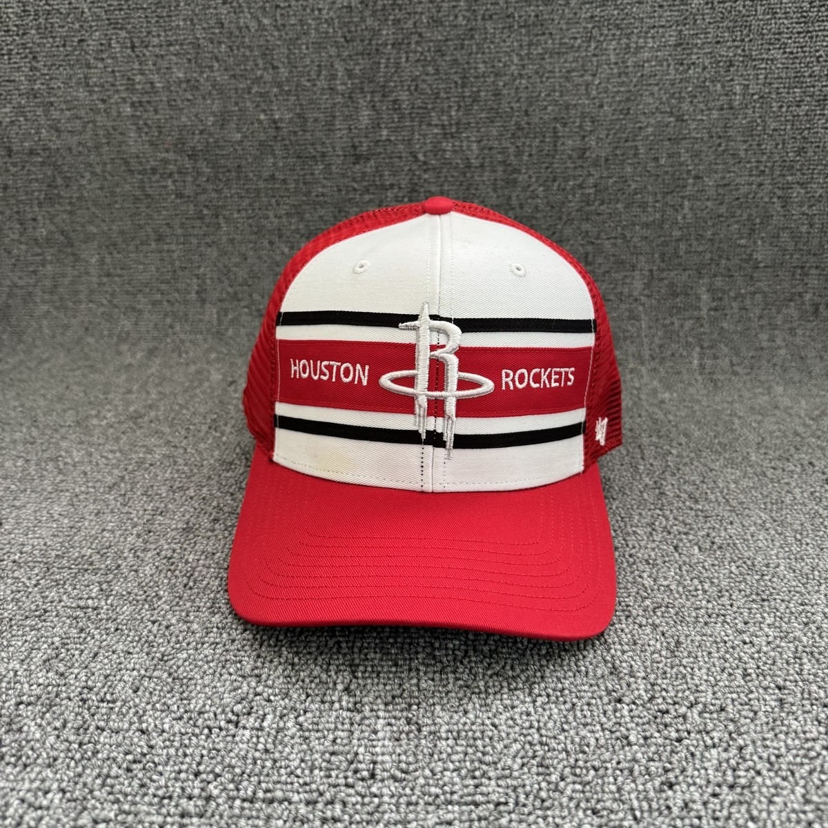 '47 Brand Houston Rockets Trucker Snapback Red White Mesh Back Hat One Size