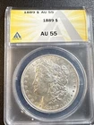 1889 P  Morgan Silver Dollar ANACS Graded AU 55 .