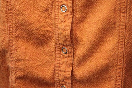 Camicia Coldwater Creek top blusa chiusura a scatto davanti manica 3/4 arancione ruggine Petite PXS - Foto 5 di 5