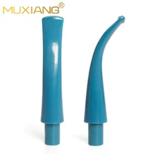2pcs Acrylic 9mm Filter Mouthpiece Stem Tobacco Pipe Bent Curved Taper Stem Blue