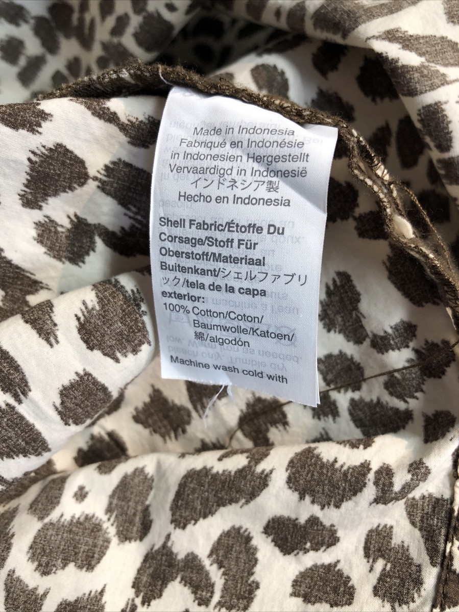J.Crew Sz 2 cotton Blouse Top animal print Hi Lo Button Shoulder Bin-O View 6