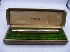 Superite Junior Vintage Gold Filled Ring Top Fountain Pen in box-working