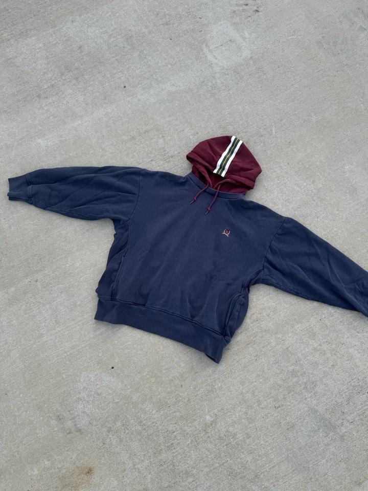 Sudadera con Capucha Tommy Hilfiger Vintage Rojo Azul Marino Doble Capa Cuello Redondo 2XL Foto 3 de 4