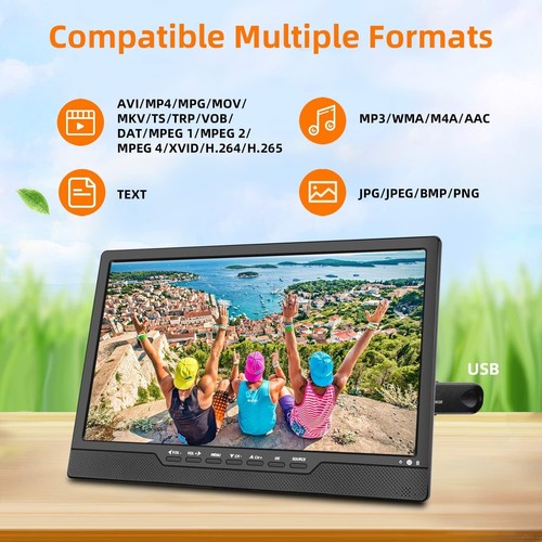 TV digitale portatile DVB-T2, 14,0 pollici LED, batteria ricaricabile, Mini TV - Foto 4 di 13