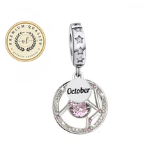 October Zodiac Birthstone Charm, October Charm, Libra Zodiac Charm