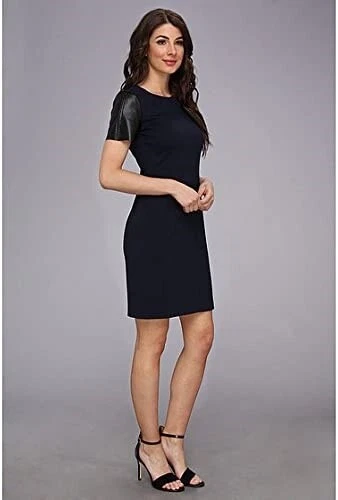 Donna Morgan 237615 Mujer Cuero Manga Ponte Shift Azul Marino/Negro Talla 8 Foto 3 de 4