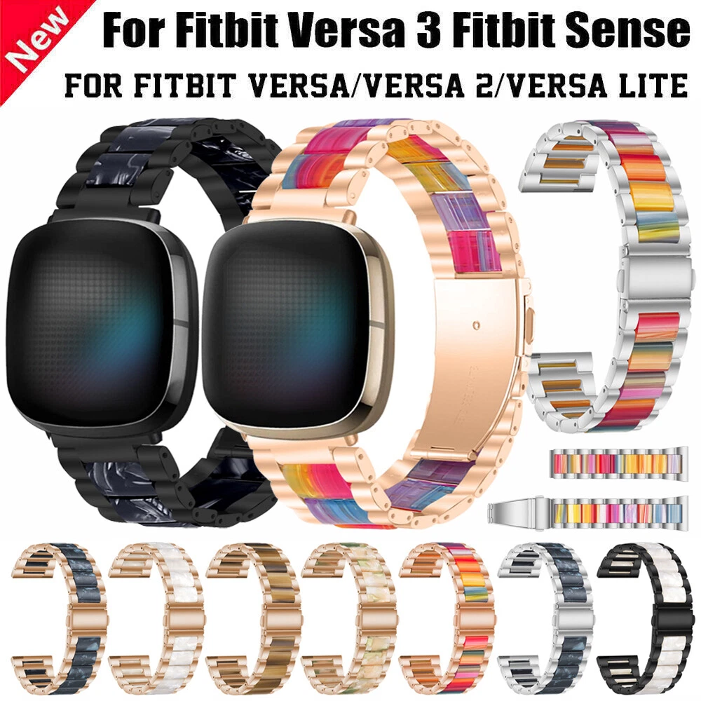 Stainless Steel Resin Watch Strap Band For Fitbit Sense Fitbit Versa 3 2 SE Lite