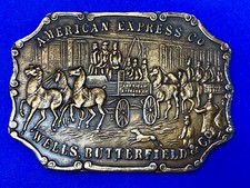 American Express Wells Butterfield Bergamot Brass Belt Buckle Horse and Buggy