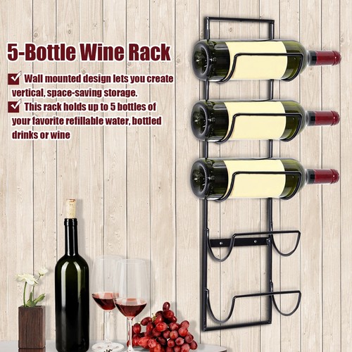 5 level Wall Mount Wine Rack Countertop Wine Bottle Holder Bar Display for - Picture 9 of 12