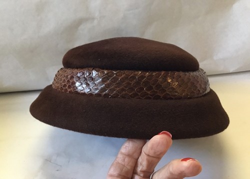 Cappello/Velluto/Pelliccia-Pillola Vintage Le MontetOriginale Gage Chiesa Stile Con Fascia-Prop Ha - Foto 6 di 9