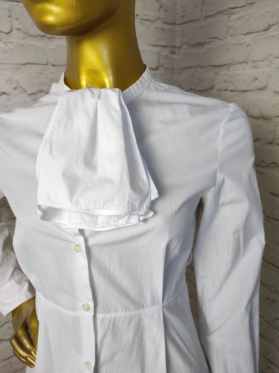 OFF WHITE Abito camicia Hache scollo fiocco bianco sporco LS taglia S IT 42