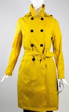 Jane Post Mustard Double Breasted Crinkled Nylon Belted Trench Coat Xs $395 Nwt