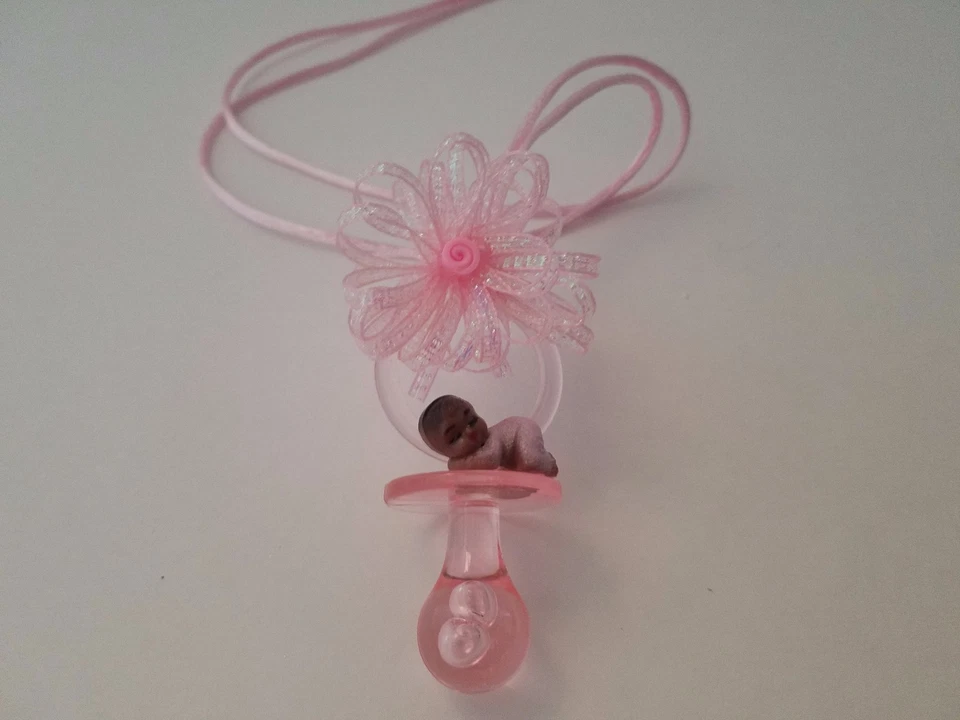 12 Pacifier Necklaces African American Baby Shower Game Favors Prizes Girl Decor - Image 4 of 4
