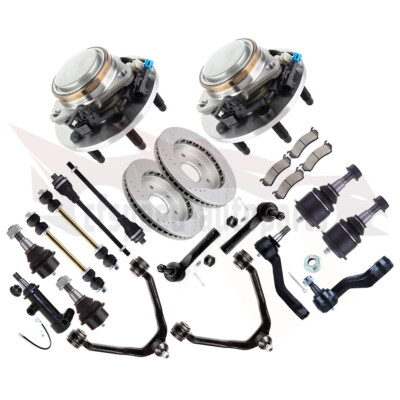 19PCS Front Suspension Kits Wheel Hub Bearing Brake Rotor Pad For 2000-06 Tahoe