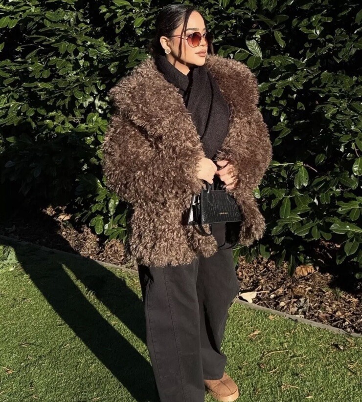 ZARA ZW COLLECTION FAUX FUR SHORT COAT CHOCOLATE FW24 25 SIZE XS Ref: 2969 254