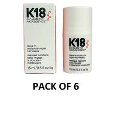 K18 Leave-In Molecular Repai Hair Mask Biomimetic HAIRSCIENCE 0.5 oz - PACK OF 6