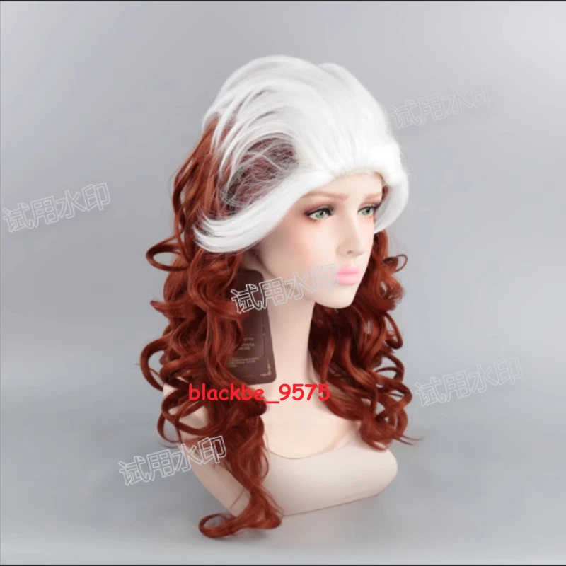 Peluca Cosplay X-Men Rogue Anna Marie 23" Largo Rizado Ondulado Pelucas Marrón Mezclado Blanco Foto 2 de 4