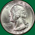 1952-S Washington Quarter Silver Brilliant Uncirculated BU Coin #40565