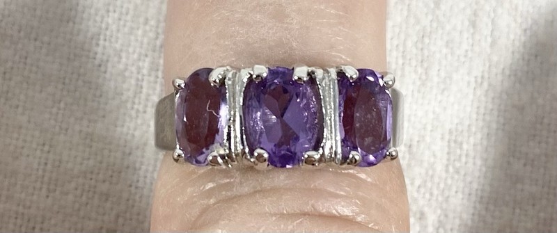 SETA Sterling Silver Amethyst Ring Size 8