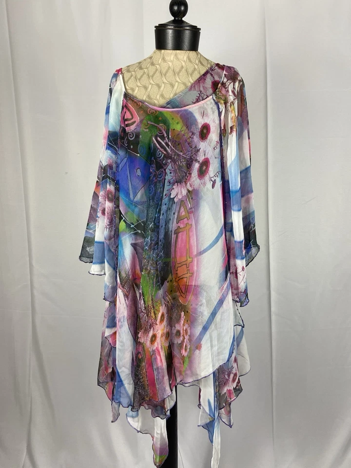 Vestido Alberto Makali Talla Grande Un Hombro Dobladillo Asimétrico Capa Top Foto 3 de 4