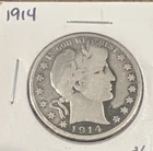 1914 Barber Silver Half Dollar - Key Date - Nice Piece