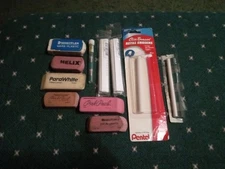 Vintage Eraser Lot Of 11 Decent Usable Multiple Brands Rare USA, Germany, Ect.