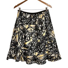 Nic  Zoe Silk Blend Abstract Dark Floral Skirt 8 Art to Wear Ruffle Career