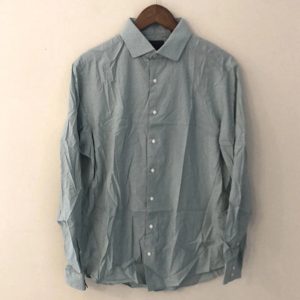 Camisa Ben Sherman verde claro azul algodón a medida con botones puntos blancos 16 1/2 Foto 4 de 4