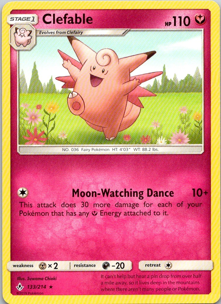 CLEFABLE 133/214 RARE UNBROKEN BONDS POKEMON LP