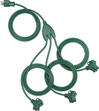 6 Outlets Outdoor Extension Cord with 1 to 3 Splitter for Christmas Decor, 25FT 